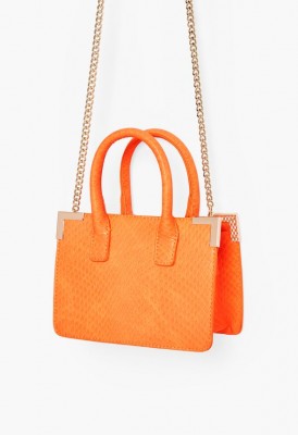 L. Sharp Corner Mini Satchel - Neon Orange