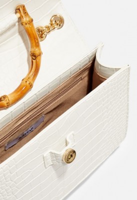 L. Bamboo Ring Crossbody Bag - White Croc