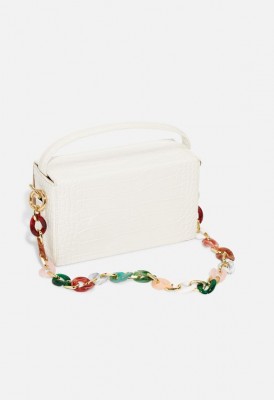 L. Boxy Baguette Crossbody Bag - White Croc