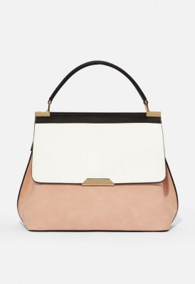 L. Bar Top Handle Satchel - Blush/White/Black