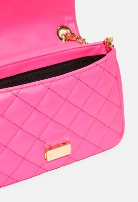 L. Quilted & Chain Crossbody Bag - Neon Pink