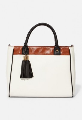 L. Ready for Anything Satchel - Black/Cognac/Bone