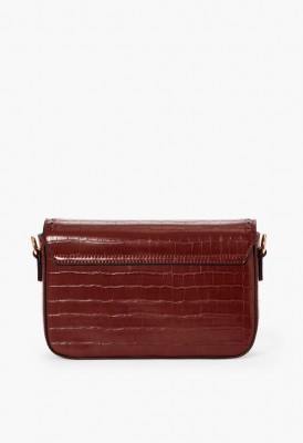 L. Circle Cut Crossbody Bag - Dark Cherry