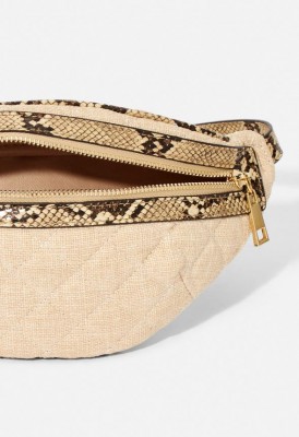 L. Rounded Out Belt Bag - Linen/Snake