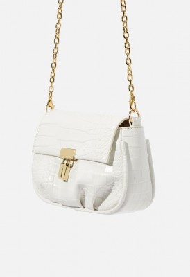 L. Turnlock Convertible Crossbody Bag - White Croc