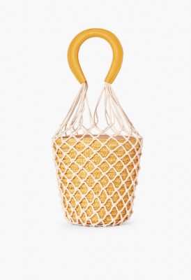 L. Sandy Bae Crochet Bucket Bag - Yellow