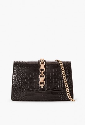 L. Can't Chain Me Down Crossbody Bag - Black Croc