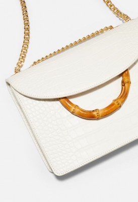L. Bamboo Ring Crossbody Bag - White Croc
