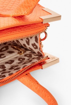 L. Sharp Corner Mini Satchel - Neon Orange