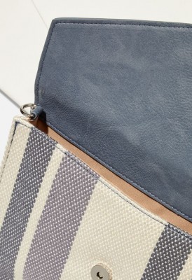L. Straw Clutch with Tassel - Blue Stripe