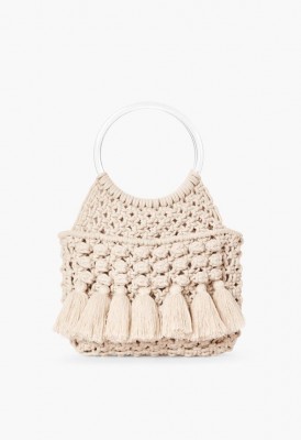 L. The Beach People Macrame Clutch - Ivory