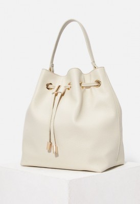 L. Drawstring Bucket Bag - Bone