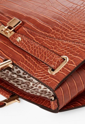 L. The New Me Satchel - Cognac Croc